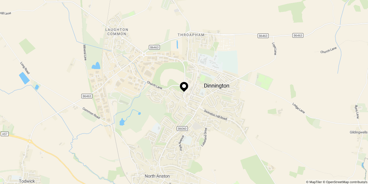 Approximate location of The Wroughton, Blacksmith Croft, Dinnington, S25 2PL