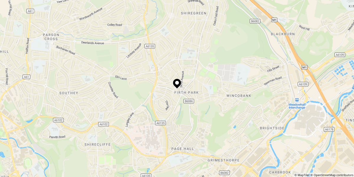 Approximate location of Stubbin Lane, Sheffield, S5 6QN