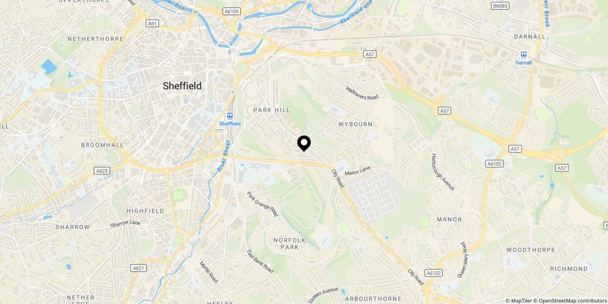 Approximate location of 161 City Road, Sheffield, S2 5HF