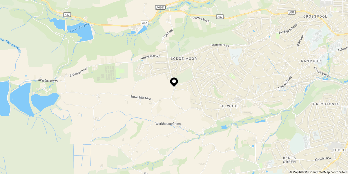 Approximate location of The Water Tower, Moorside, Sheffield, S10 4LN