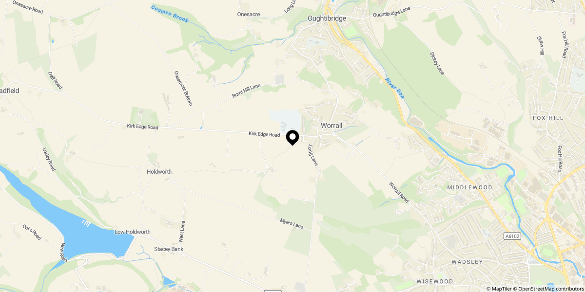 Approximate location of Long Lane, Worrall, Sheffield, S35 0AF