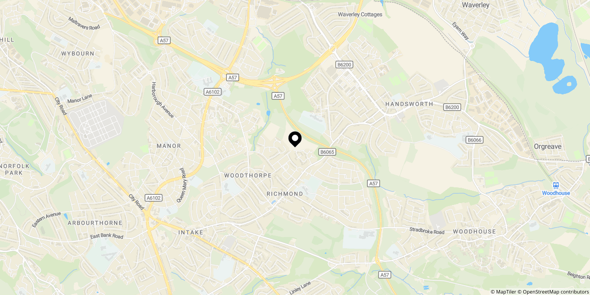 Approximate location of Pickard Drive, Richmond, Sheffield, S13 8EX