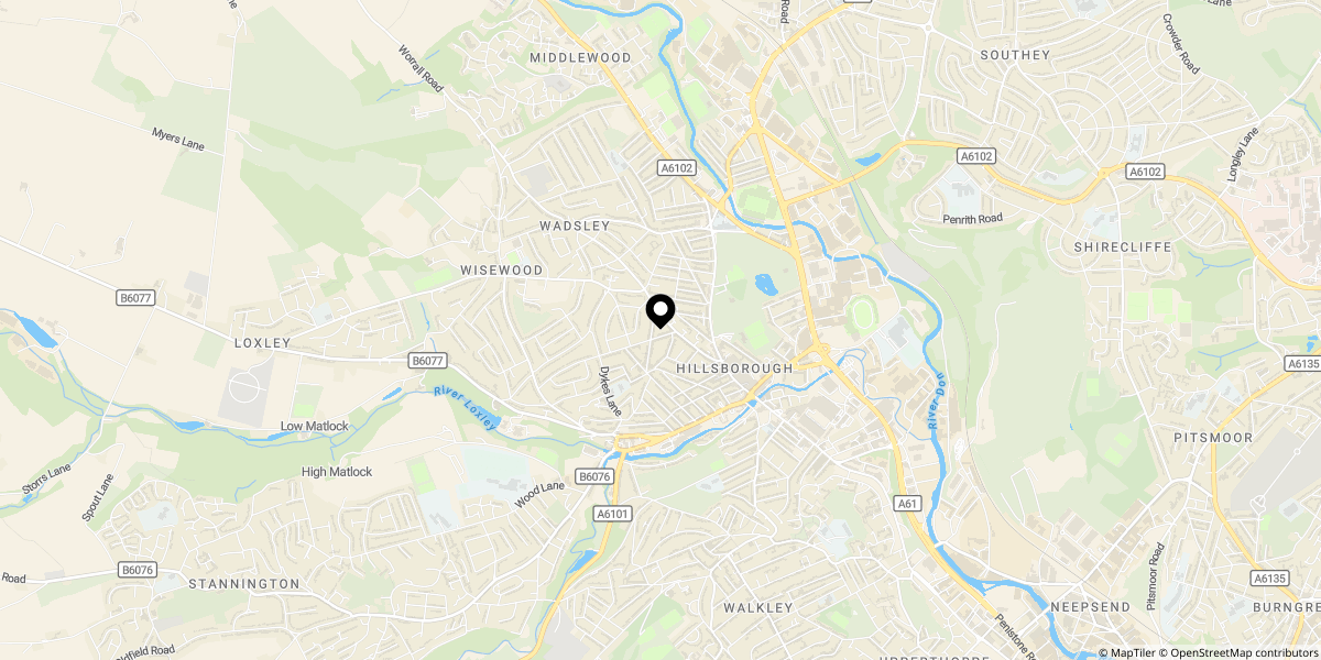 Approximate location of Findon Street, Sheffield, S6 4QL
