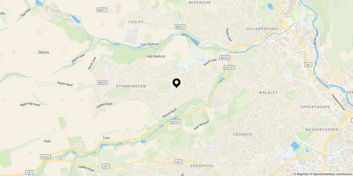 Approximate location of Stannington Road, Sheffield, S6 5QN