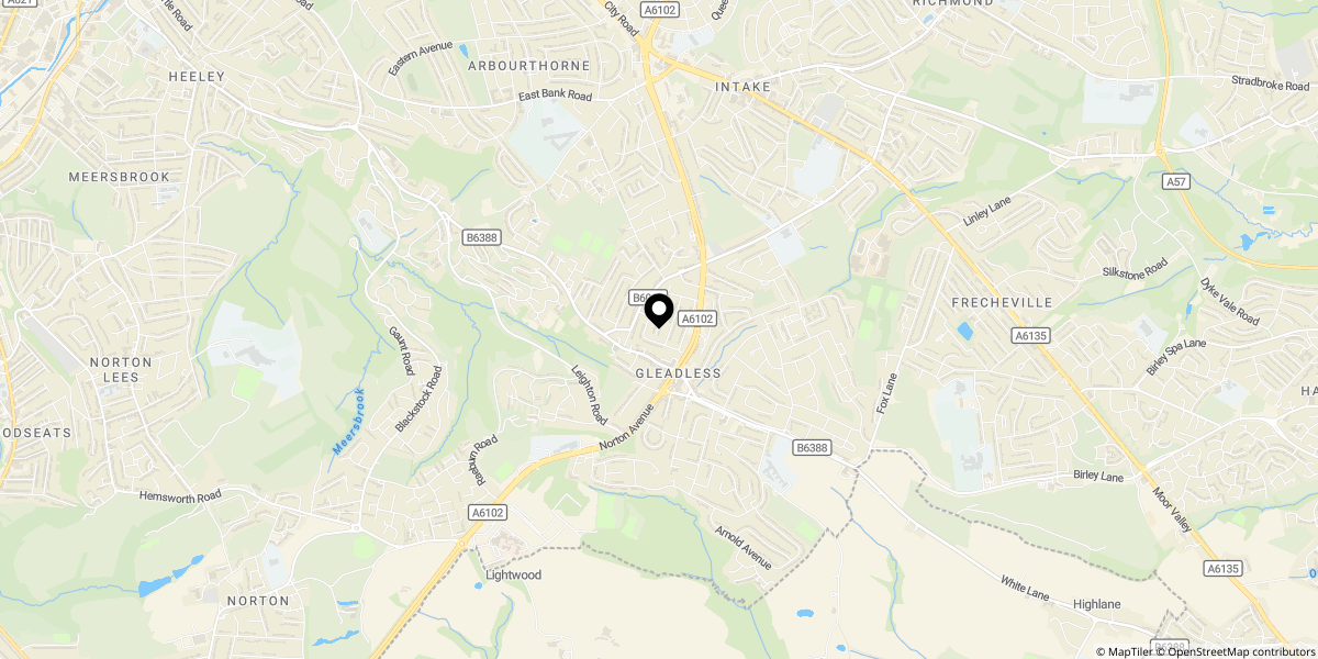 Approximate location of Gleadless Mount, Sheffield, S12 2LN