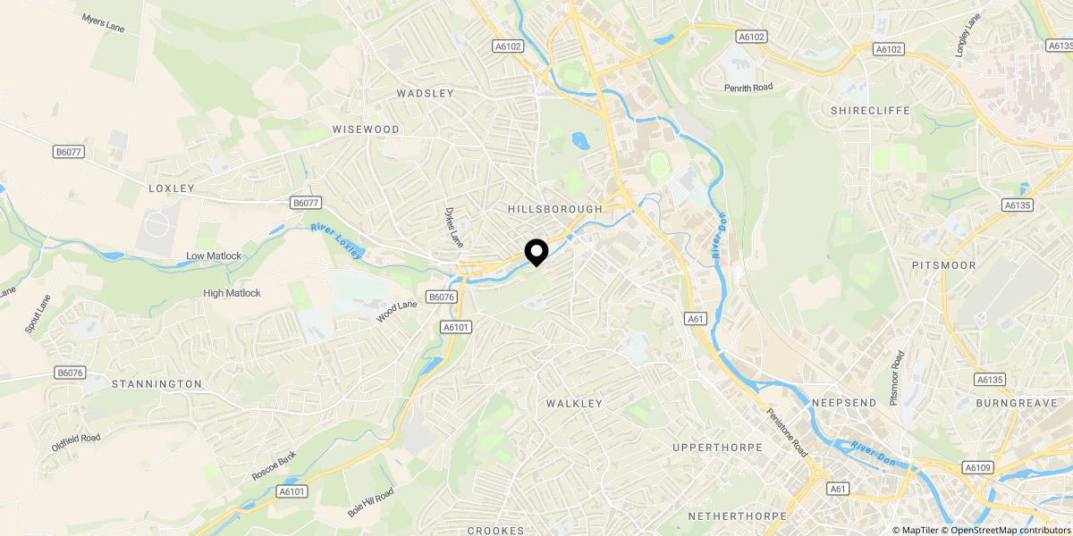 Approximate location of Holme Lane, Sheffield, S6 4JW
