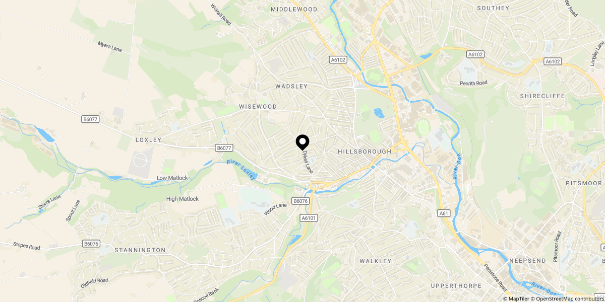 Approximate location of Norris Road, Hillsborough, Sheffield, S6 4QS