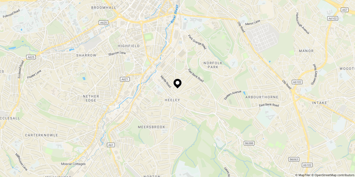 Approximate location of Walden Road, Sheffield, S2 3PJ