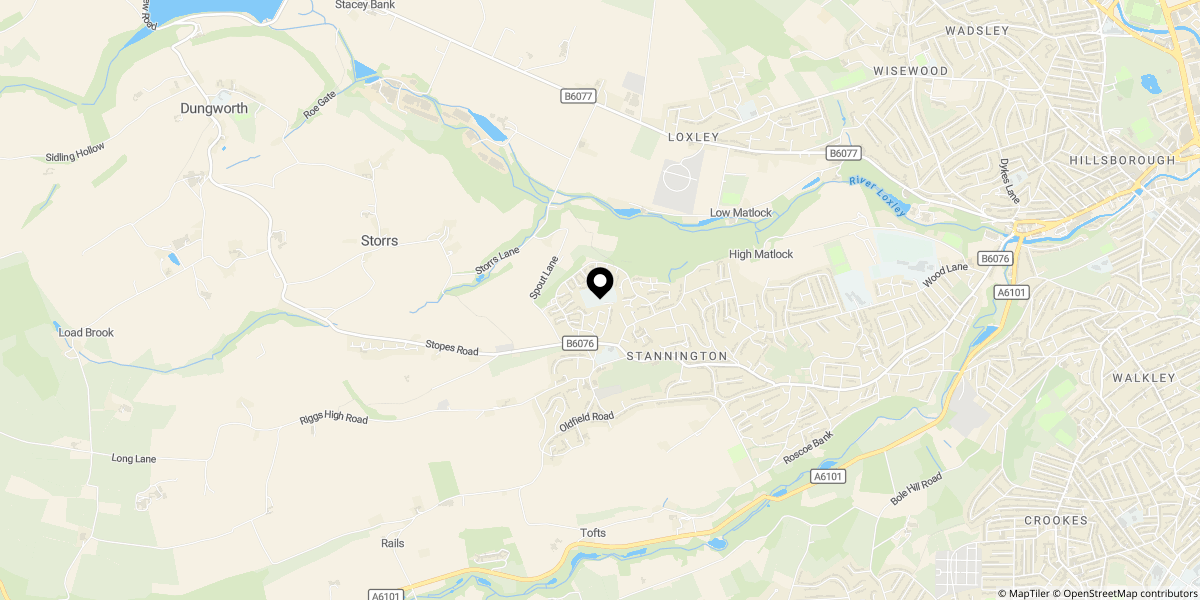 Approximate location of Gill Meadows, Stannington, Sheffield, S6 6FP