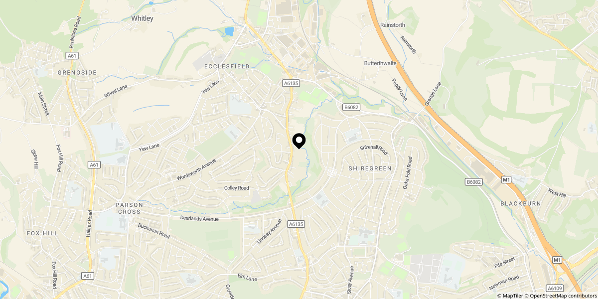 Approximate location of High Greave, Ecclesfield, S5 9GS