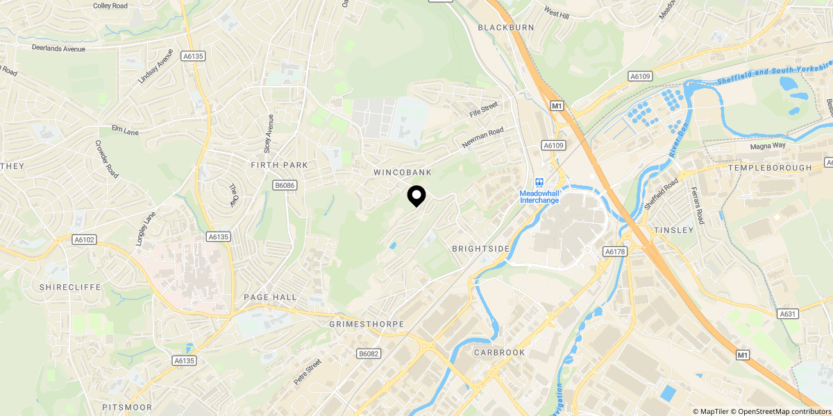 Approximate location of Sandstone Avenue, Wincobank, S9 1AL