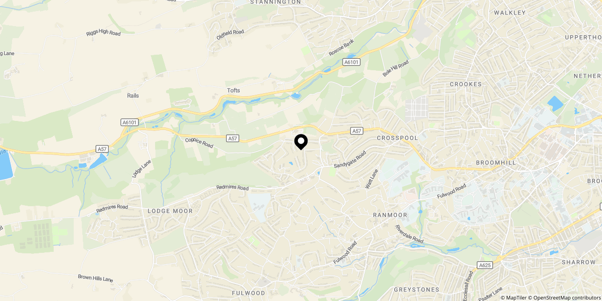 Approximate location of Moorbank Road, Sandygate, S10 5TR