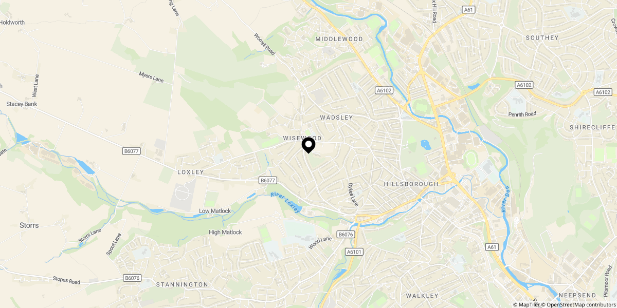 Approximate location of Rural Lane, Sheffield, S6 4BH