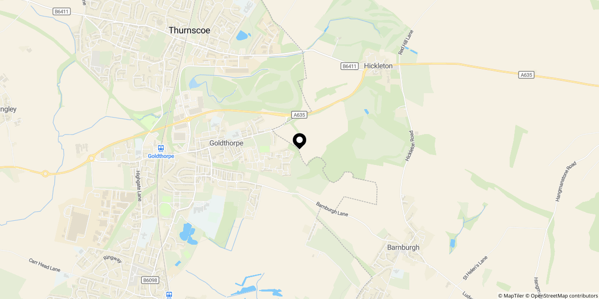 Approximate location of Pearwood Close, Goldthorpe, S63 9GU
