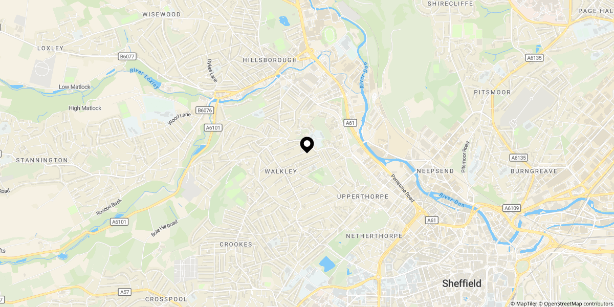 Approximate location of Industry Street, Sheffield, S6 2WU