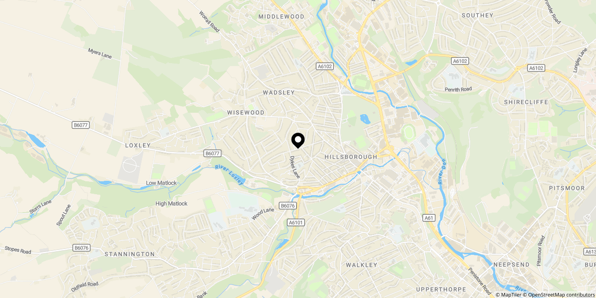 Approximate location of Norris Road, Hillsborough, Sheffield, S6 4QS