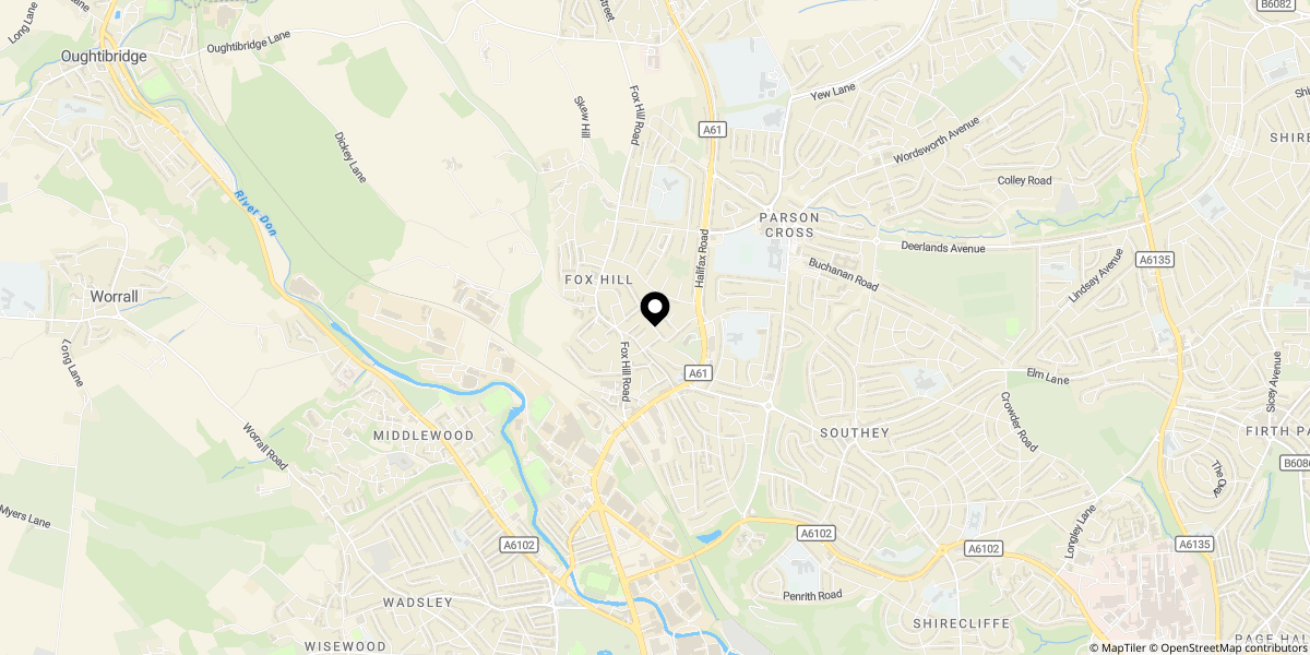 Approximate location of Parson Cross Road, Wadsley Bridge, S6 1JU