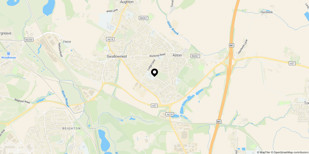 Approximate location of Marlborough Rise, Aston, Sheffield, S26 2ET