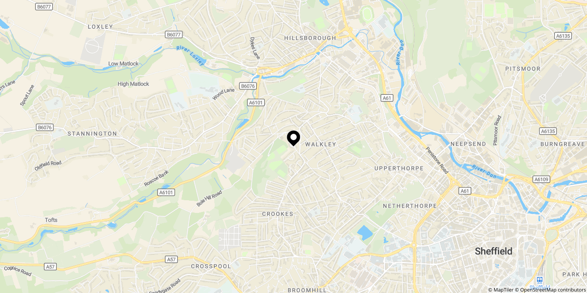 Approximate location of Rivelin Street, Walkley, Sheffield, S6 5DJ