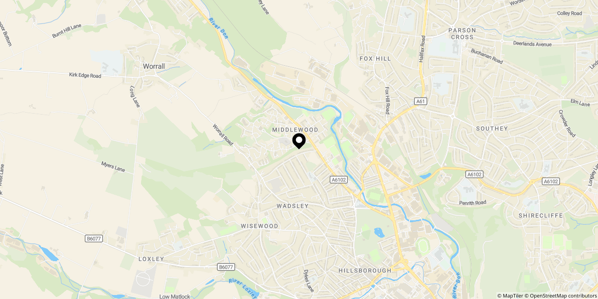 Approximate location of Langsett Avenue, Wadsley, Sheffield, S6 4AA