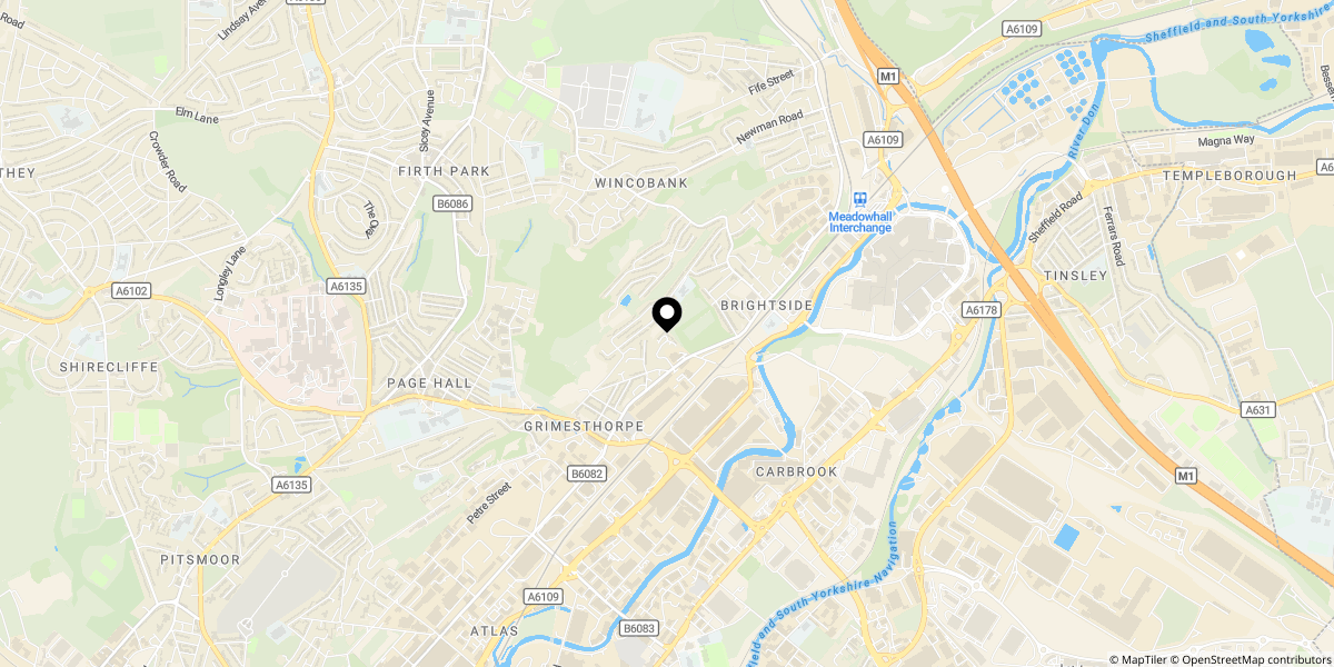 Approximate location of Holywell Heights, Wincobank, Sheffield, S4 8AU