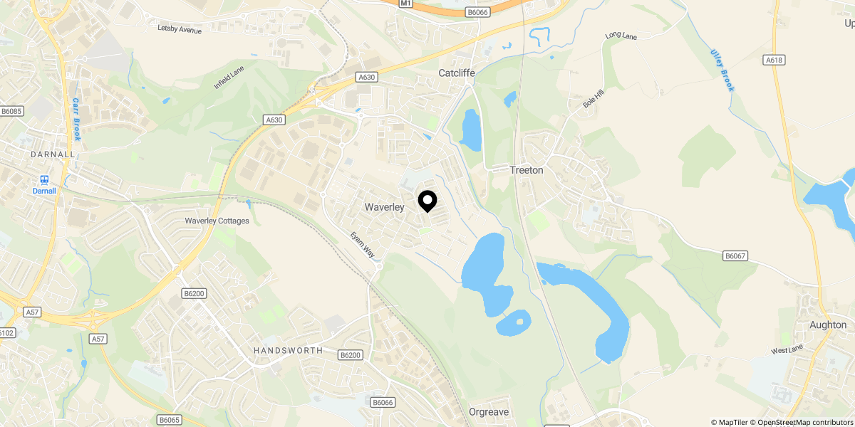 Approximate location of Rosewood Drive, Waverley, Rotherham, S60 8BA
