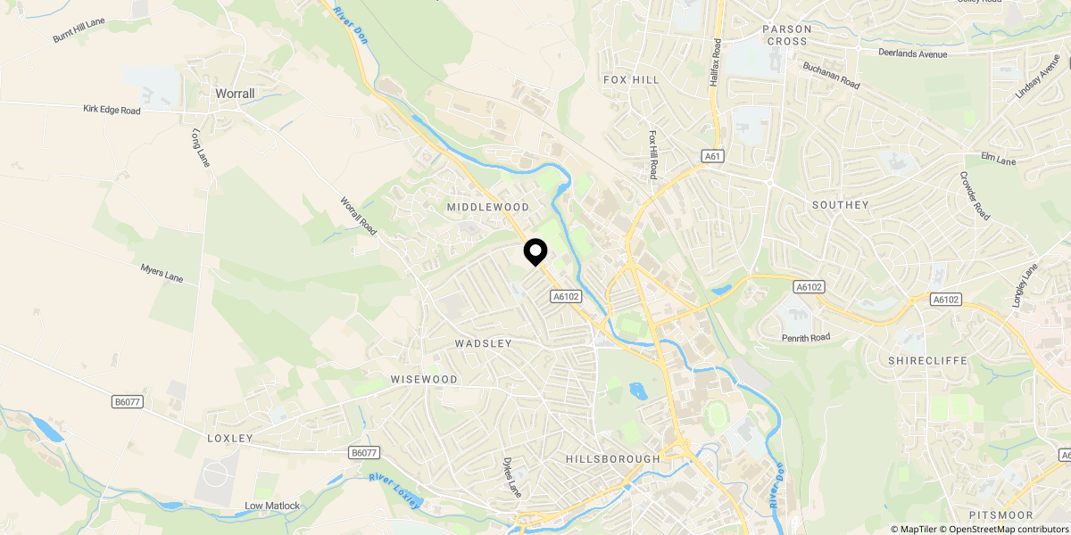Approximate location of Don Avenue, Sheffield, S6 4AE