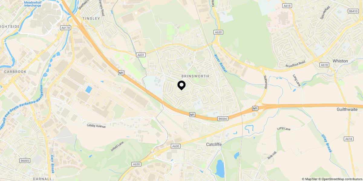 Approximate location of Brinsworth Hall Crescent, Brinsworth, S60 5EQ