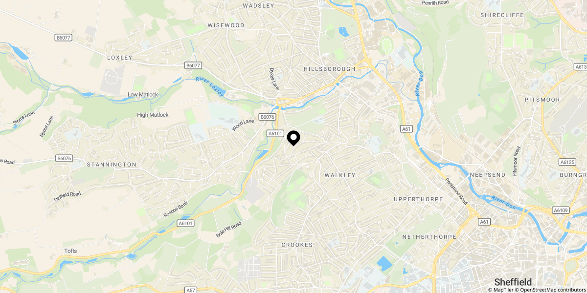 Approximate location of Bell Hagg Road, Walkley, Sheffield, S6 5BS