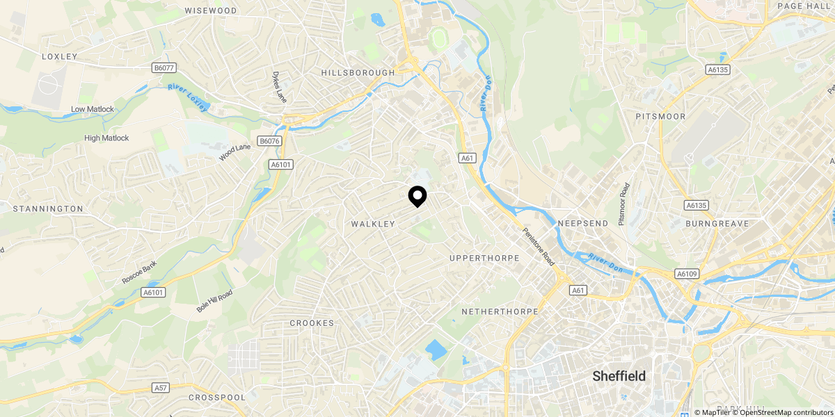 Approximate location of Exley Avenue, Walkley, Sheffield, S6 2WH