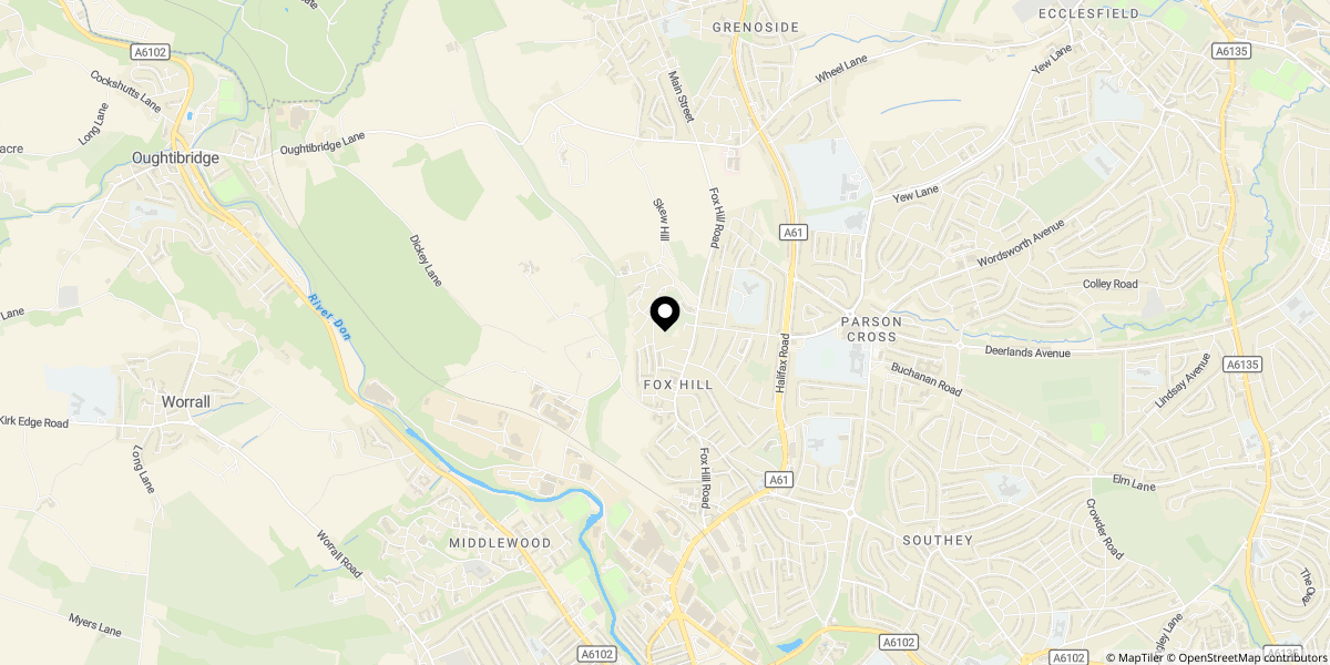 Approximate location of Edge Well Drive, Sheffield, S6 1FE