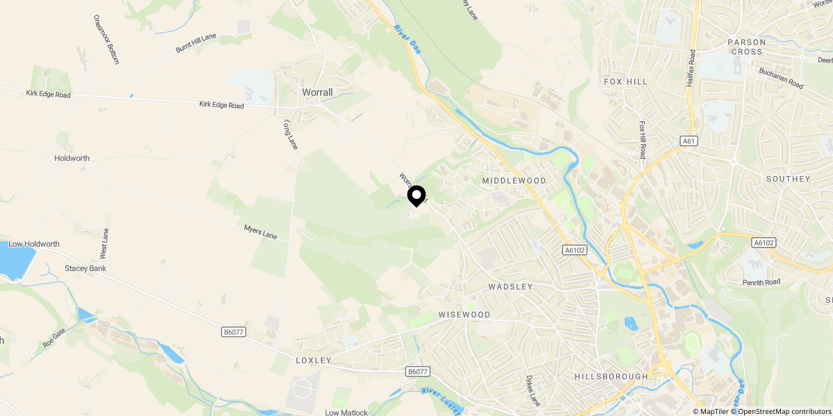 Approximate location of Queenswood Road, Sheffield, S6 1RR