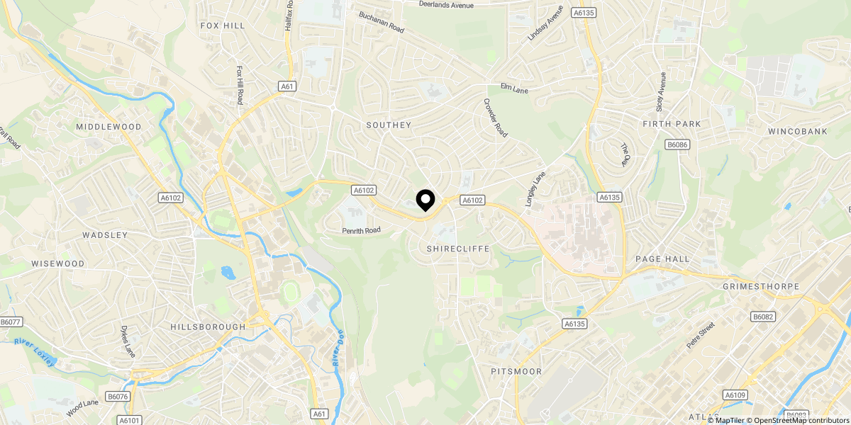 Approximate location of Herries Road, Sheffield, S5 8TJ