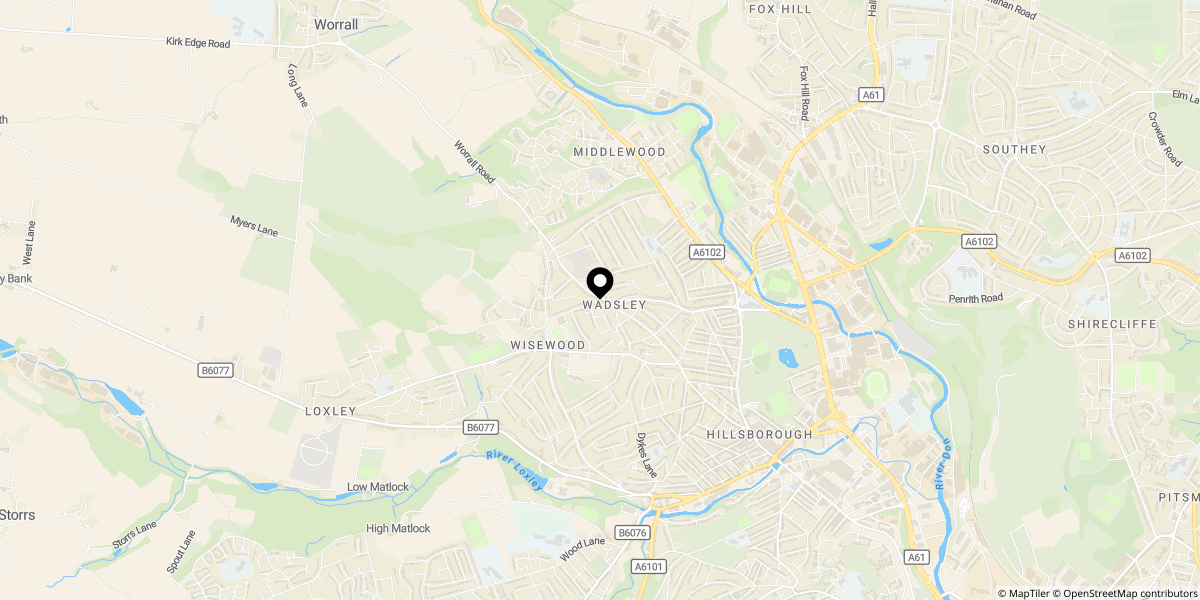 Approximate location of Walders Avenue, Sheffield, S6 4AY