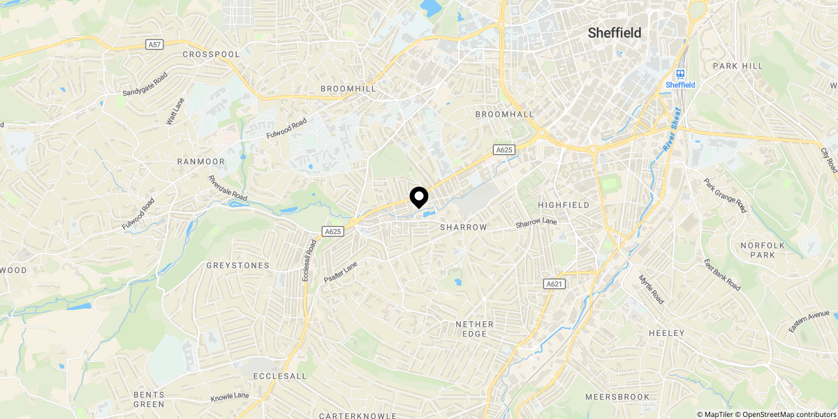 Approximate location of Eastwood Road, Sheffield, S11 8QE