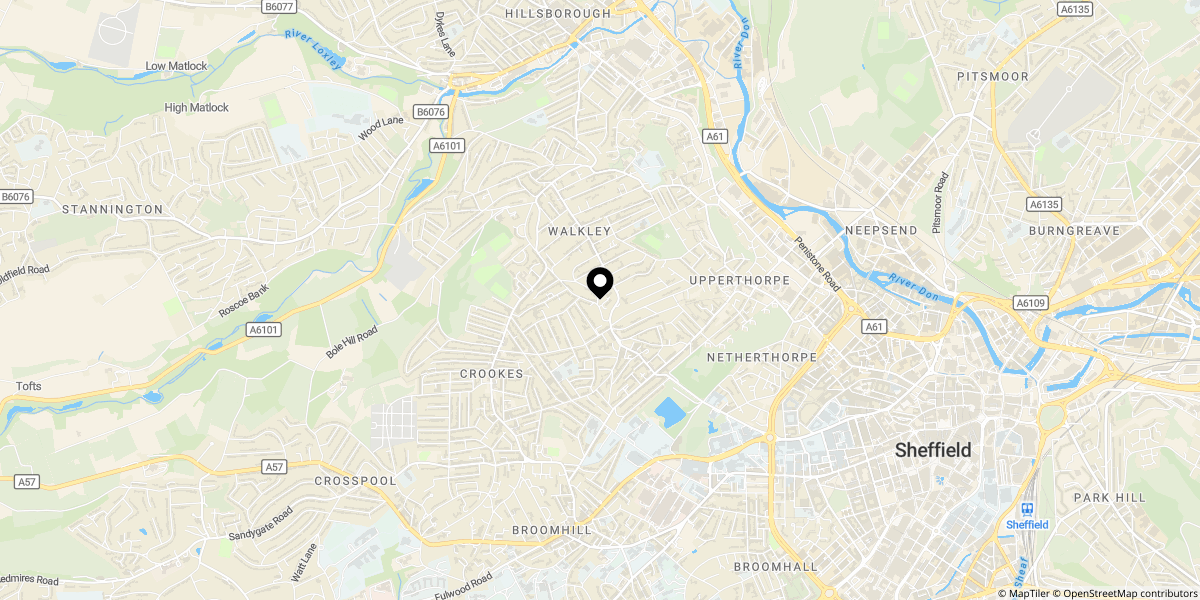 Approximate location of Duncombe Street, Walkley, Sheffield, S6 3RL