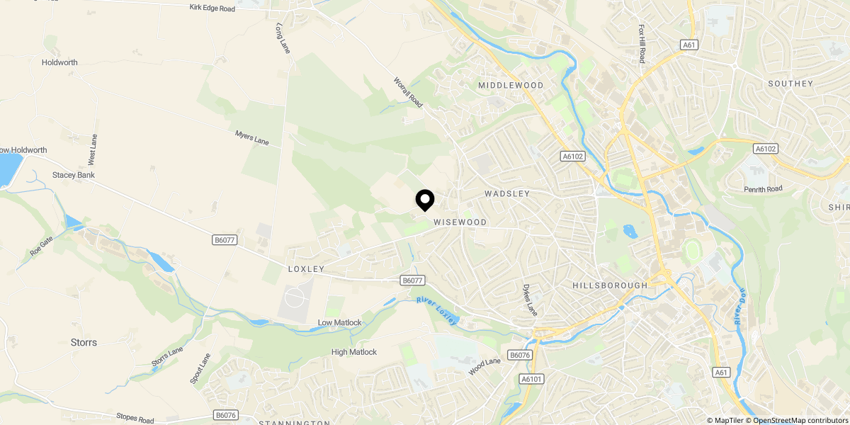 Approximate location of Luke Lane, Sheffield, S6 4BP