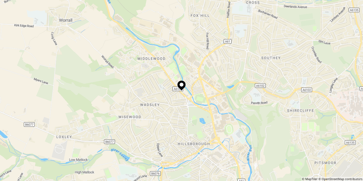 Approximate location of Shenstone Road, Hillsborough, Sheffield, S6 1SP