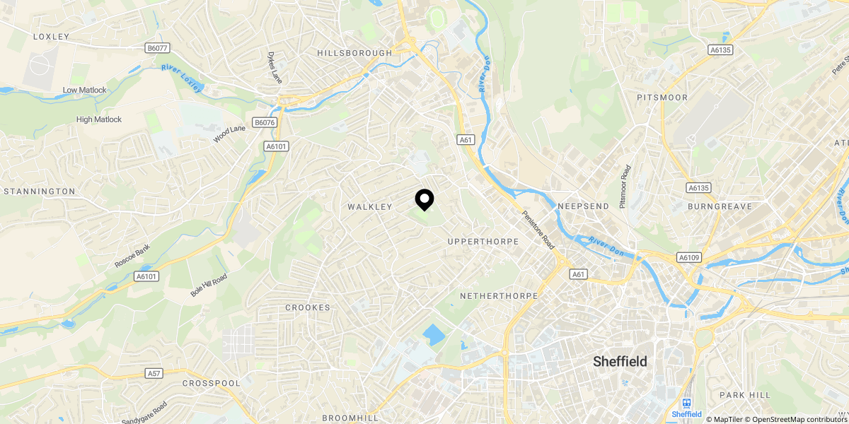 Approximate location of Tennyson Road, Walkley, Sheffield, S6 2WE