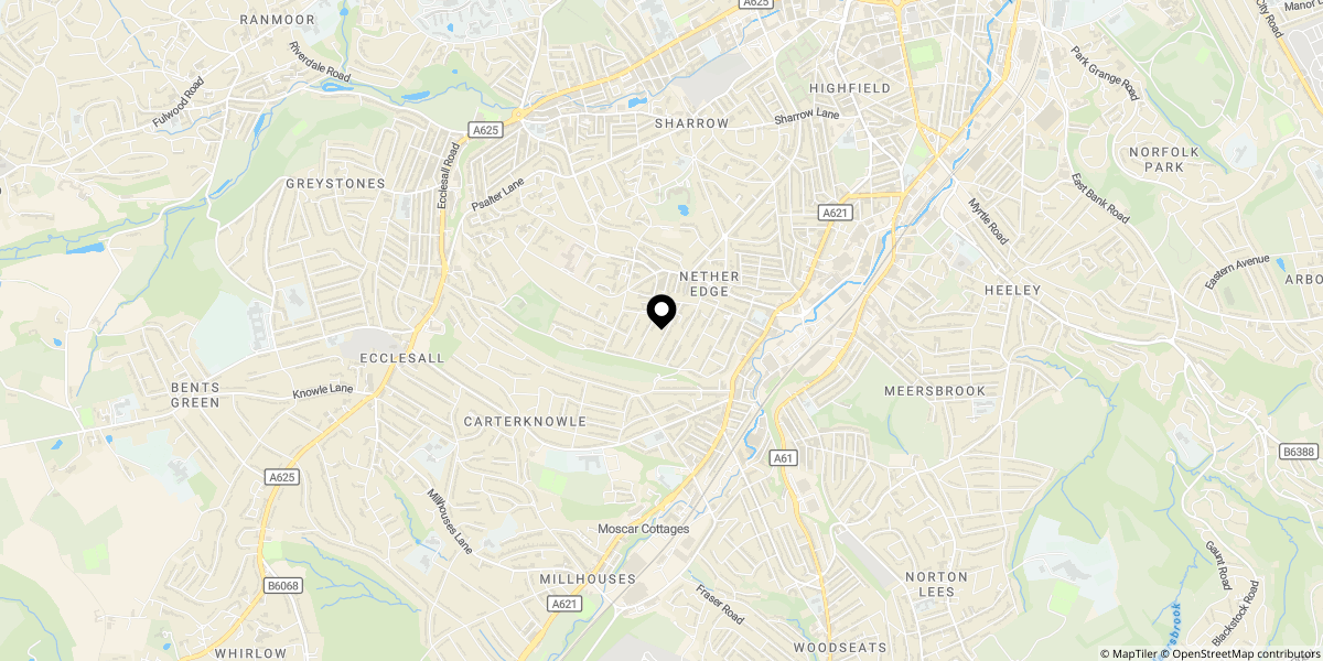 Approximate location of Brincliffe Edge Road, Sheffield, S11 9BW