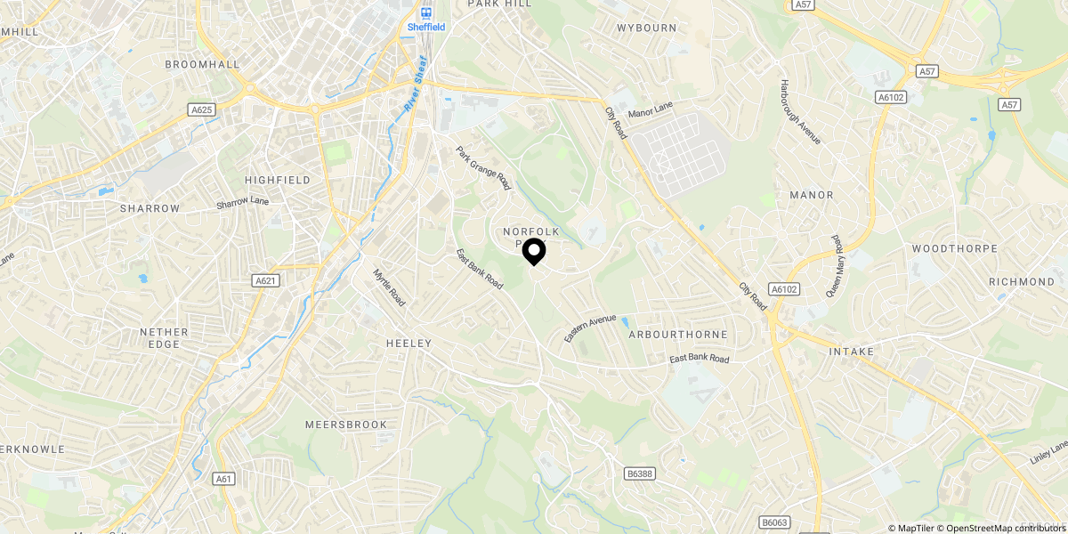 Approximate location of Samuel Close, Sheffield, S2 3UH