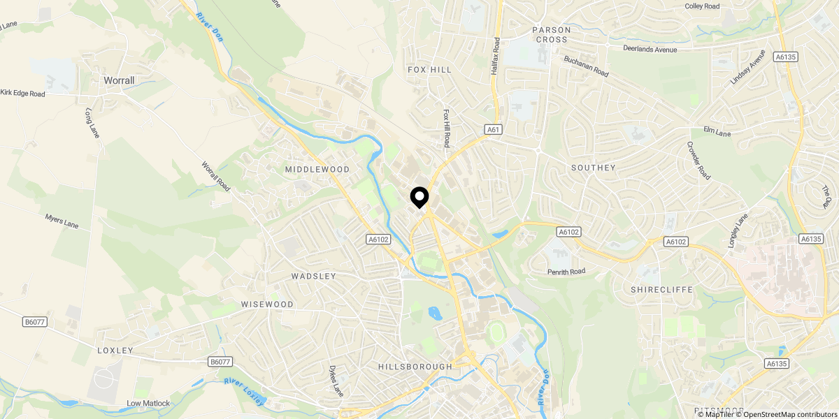 Approximate location of Niagara Road, Sheffield, S6 1LU