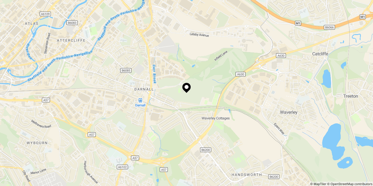 Approximate location of Olivers Mount, Sheffield, S9 4PA