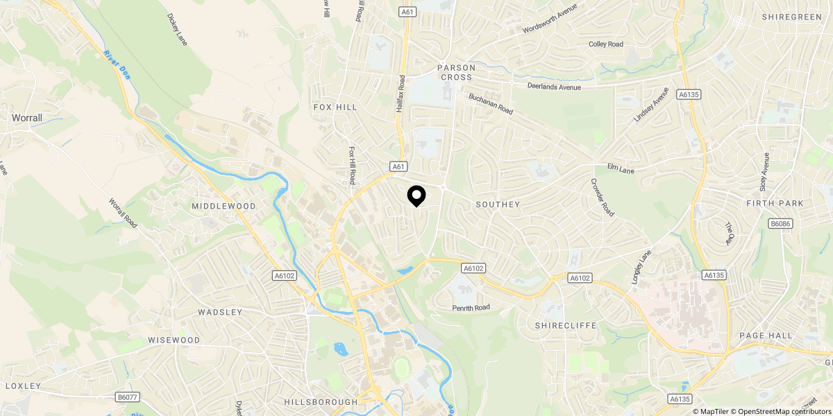 Approximate location of Cookson Road, Sheffield, S5 8LS