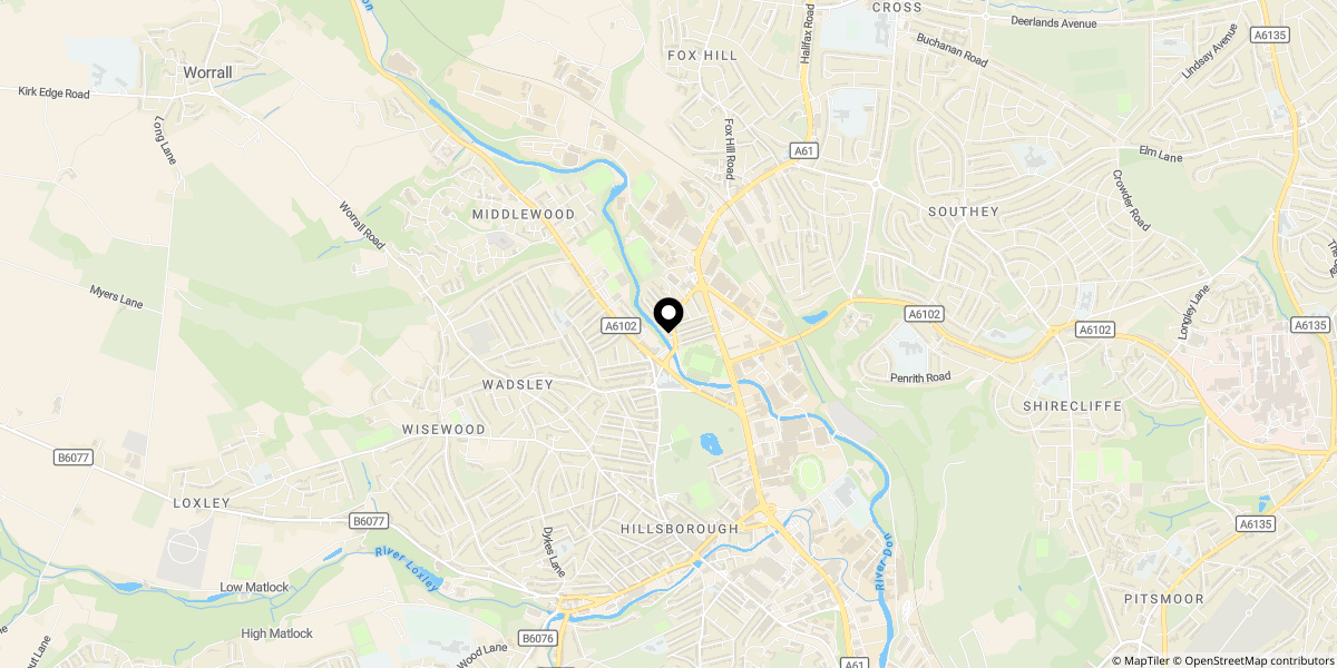 Approximate location of Vere Road, Hillsborough, Sheffield, S6 1SB