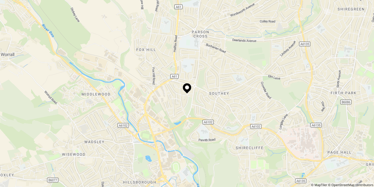 Approximate location of Halliwell Close, Sheffield, S5 8LW