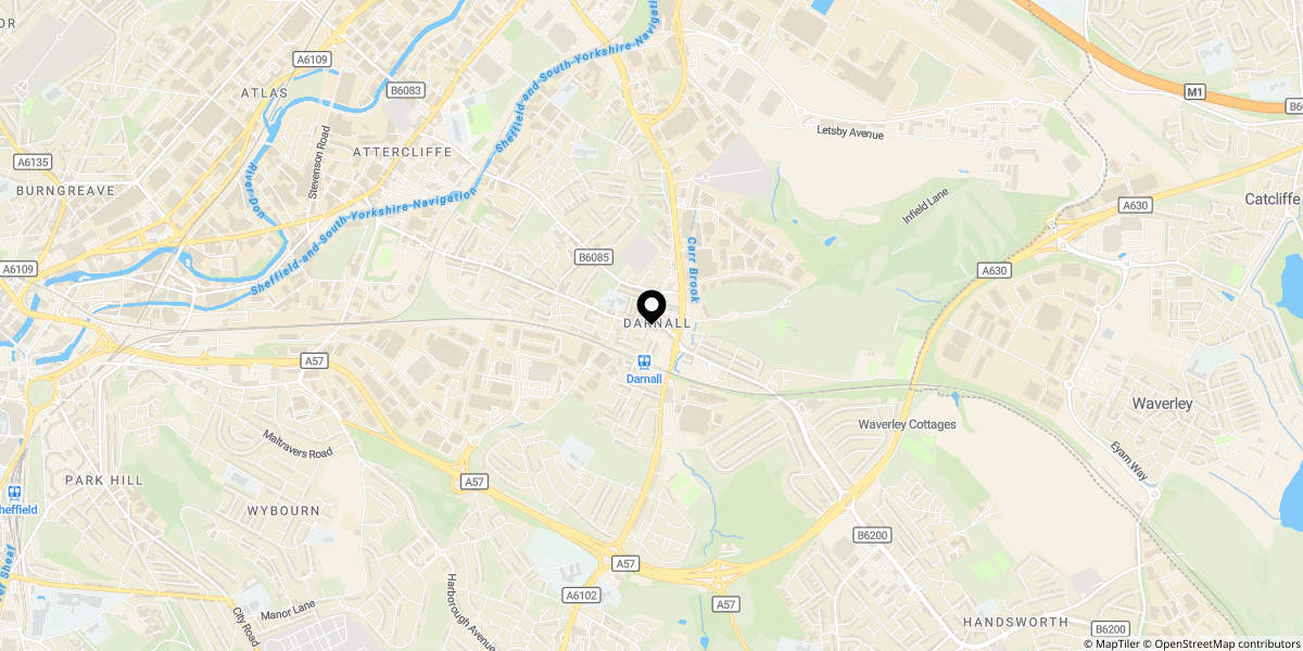 Approximate location of Cuthbert Cooper Place, Sheffield, S9 4JS