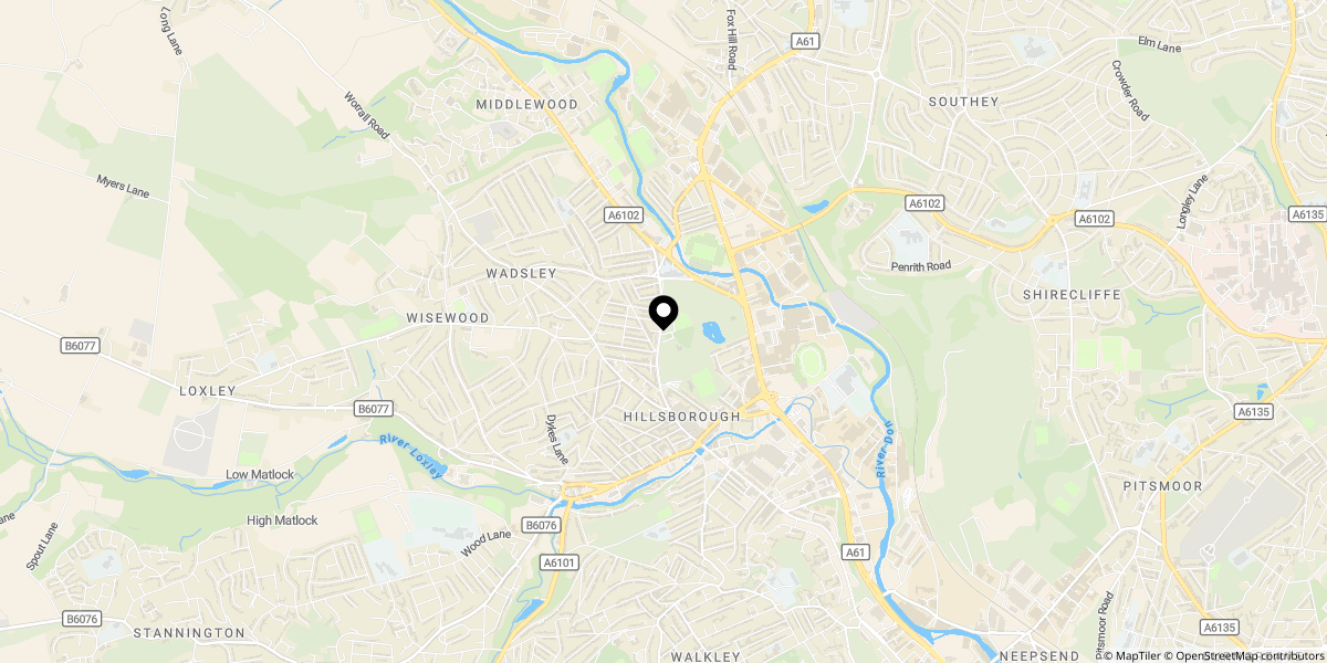 Approximate location of Willis Road, Hillsborough, S6 4FJ
