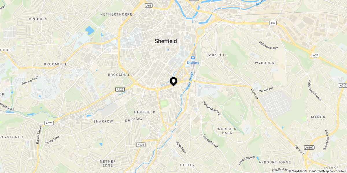 Approximate location of Jet Centro, 79 St Marys Road, Sheffield, S2 4AH