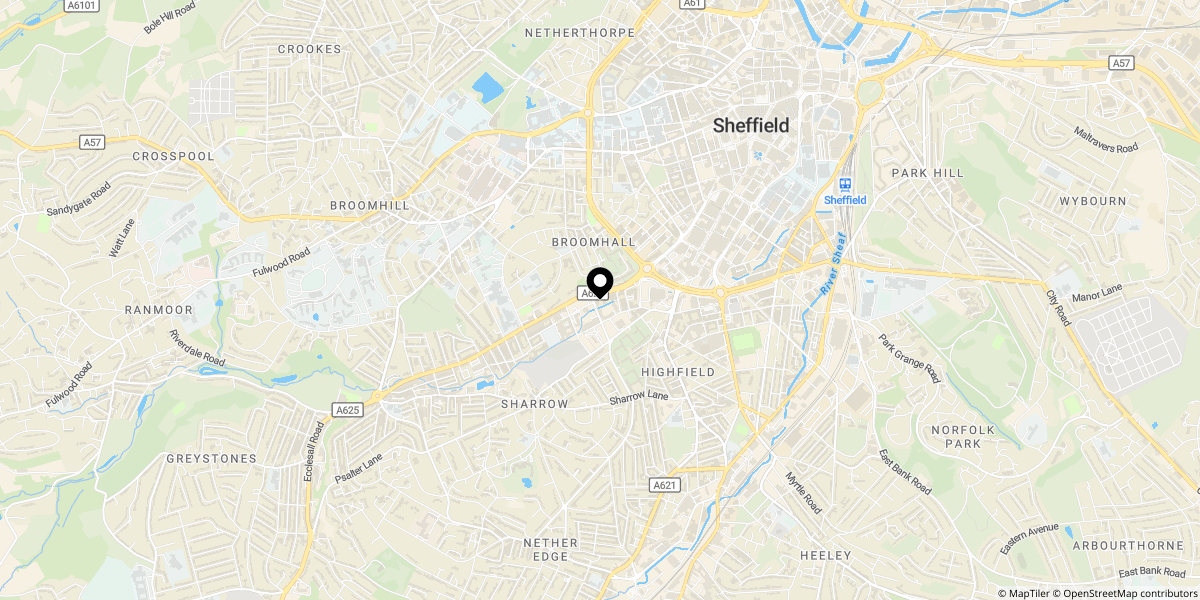 Approximate location of William Street, Sheffield, South Yorkshire, S10 2BG